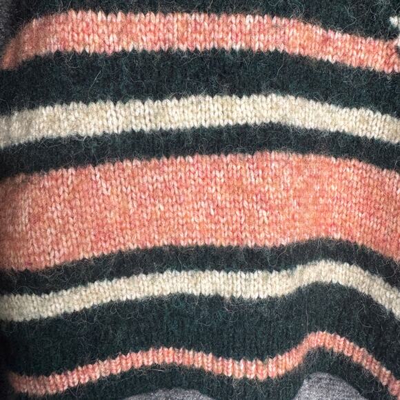 Superdry Sweater Womens 4 Pink Green Striped Mismatched Crew Pullover Casual - Picture 4 of 13